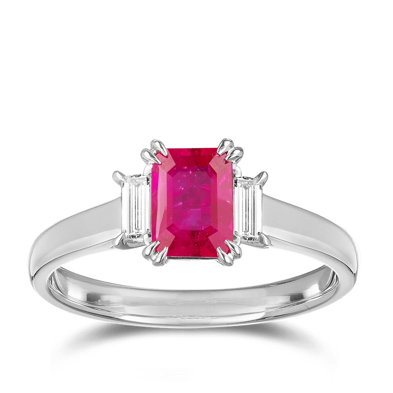 1.60ct Ruby and Baguette Diamond Ring Hardy Brothers Jewellers