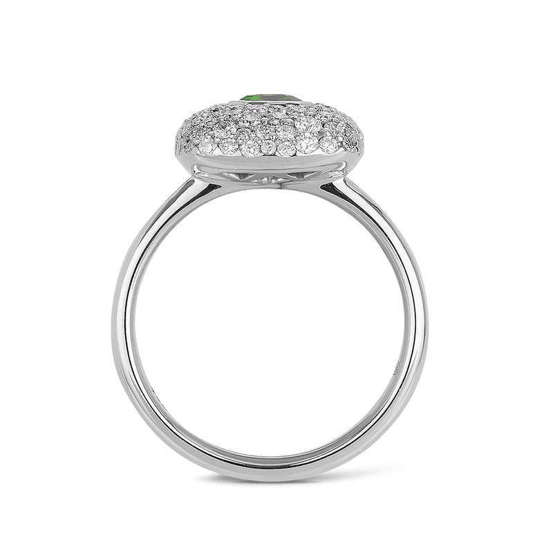 Emerald and Pavé Diamond Ring in 18ct White Gold Hardy Brothers 