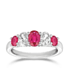 Oval Cut Ruby and Diamond Ring in 18ct White Gold Hardy Brothers 