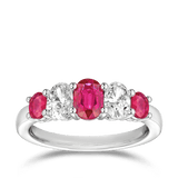 Oval Cut Ruby and Diamond Ring in 18ct White Gold Hardy Brothers 
