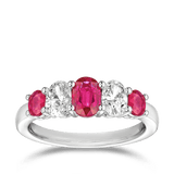 Oval Cut Ruby and Diamond Ring in 18ct White Gold Hardy Brothers 
