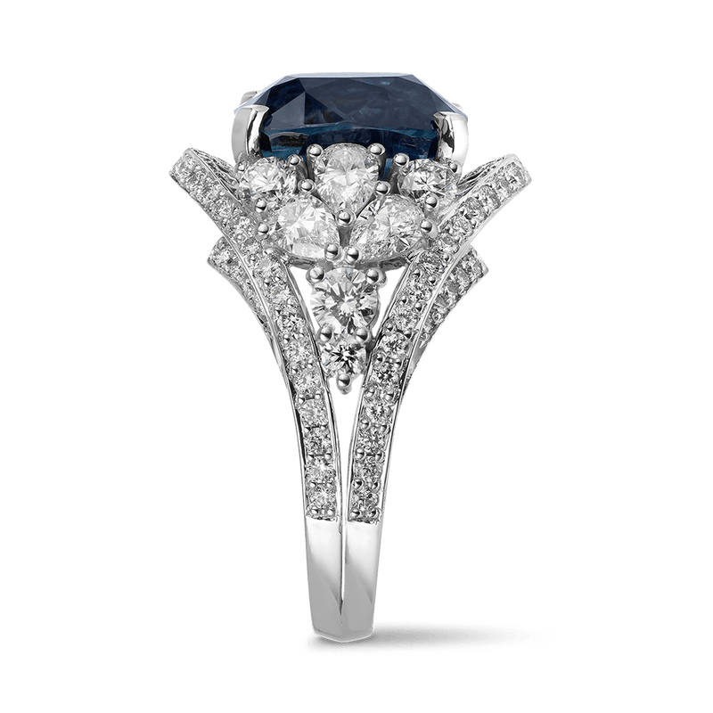 Vault 11.04 Carat Cushion Cut Sapphire Ring in 18ct White Gold Hardy Brothers 