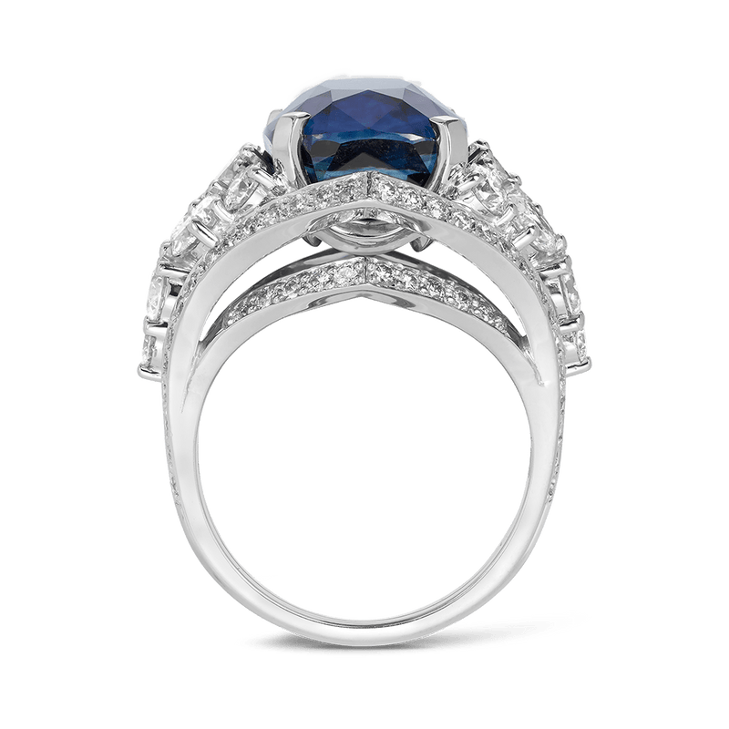 Vault 11.04 Carat Cushion Cut Sapphire Ring in 18ct White Gold Hardy Brothers 