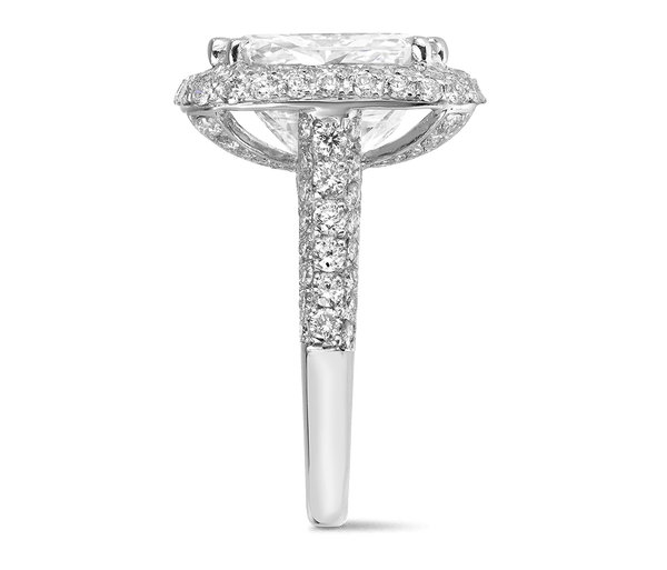 Vault 12.14 Carat Radiant Cut Diamond Halo Ring in 18ct White Gold Hardy Brothers 