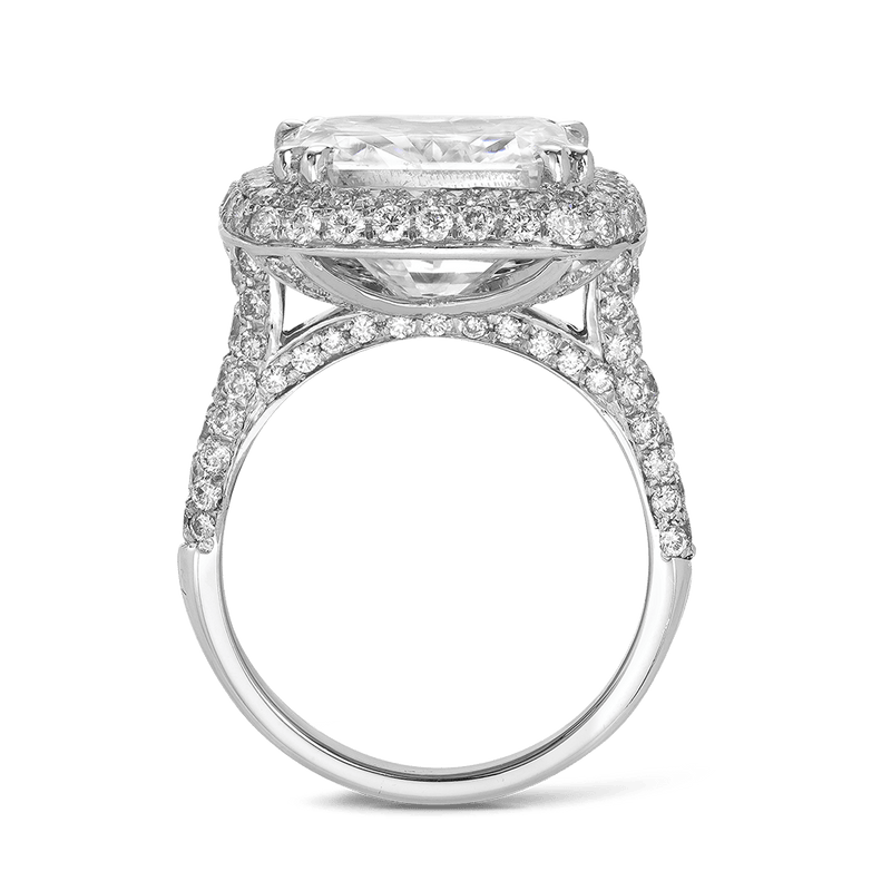 Vault 12.14 Carat Radiant Cut Diamond Halo Ring in 18ct White Gold Hardy Brothers 