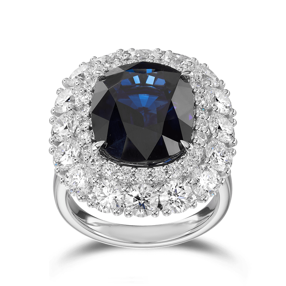 Vault 13.97 Carat Australian Sapphire and Diamond Ring in 18ct White Gold Hardy Brothers 