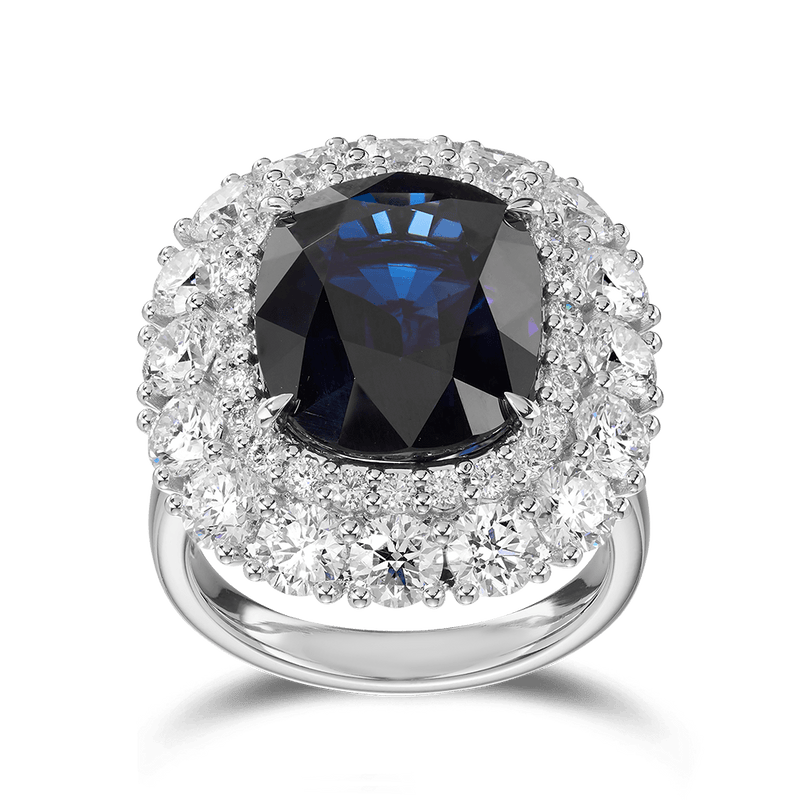 Vault 13.97 Carat Australian Sapphire and Diamond Ring in 18ct White Gold Hardy Brothers 