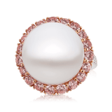 South Sea Pearl and Argyle Pink Diamond Vault Ring in 18ct White Gold Hardy Brothers 