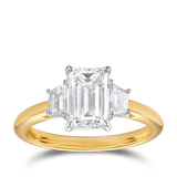 2.00 Carat Emerald Cut and Trapezoid Trilogy Engagement Ring in 18ct Yellow Gold Hardy Brothers 