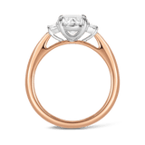 2.00 Carat Oval and Half-moon Diamond Trilogy Engagement Ring in 18ct Rose Gold Hardy Brothers 
