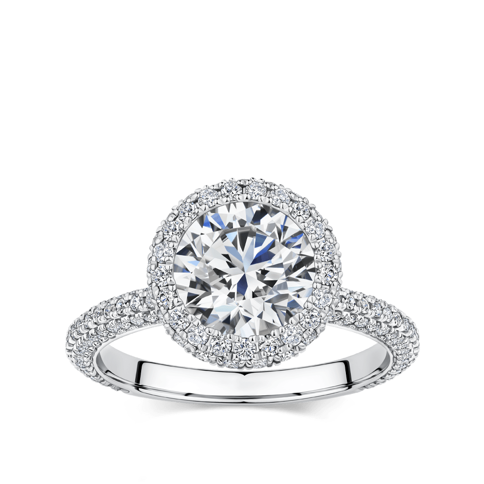 Raffiné 2.00 Carat Diamond Halo Engagement Ring in 18ct White Gold Hardy Brothers Jewellers