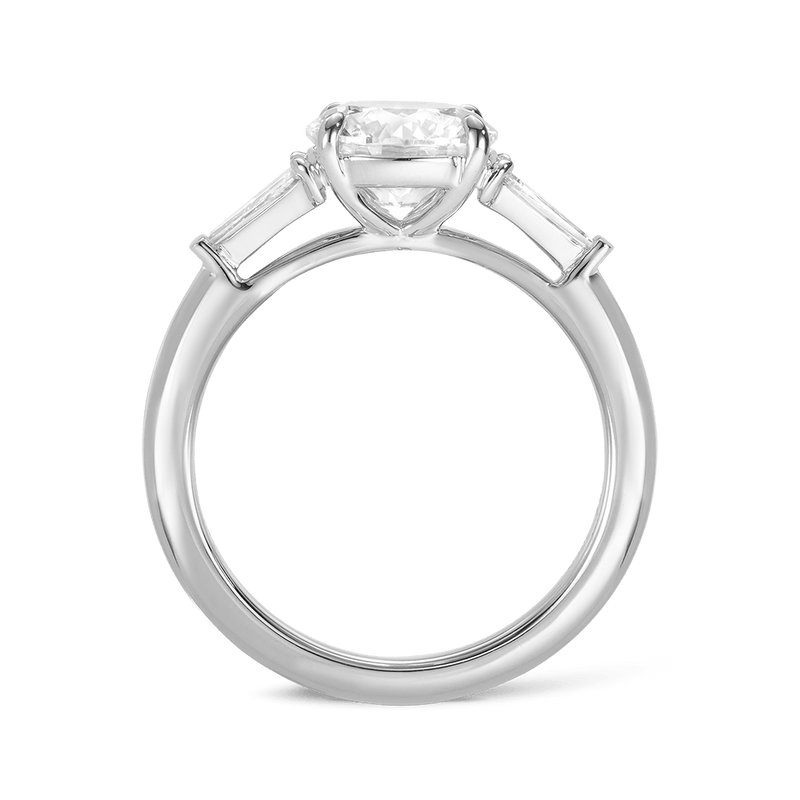 2.00ct Round Brilliant and Baguette Trilogy Engagement Ring in 18ct White Gold Hardy Brothers 
