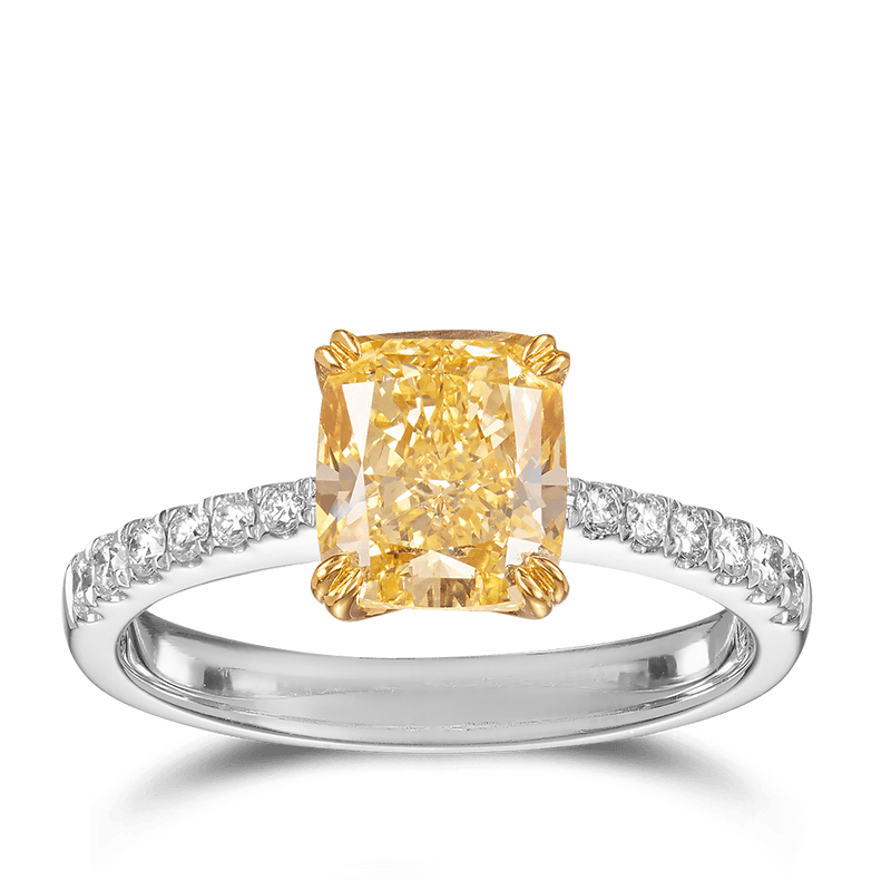 Vault 2.35 Carat Fancy Yellow Diamond Ring in 18ct White Gold Hardy Brothers 