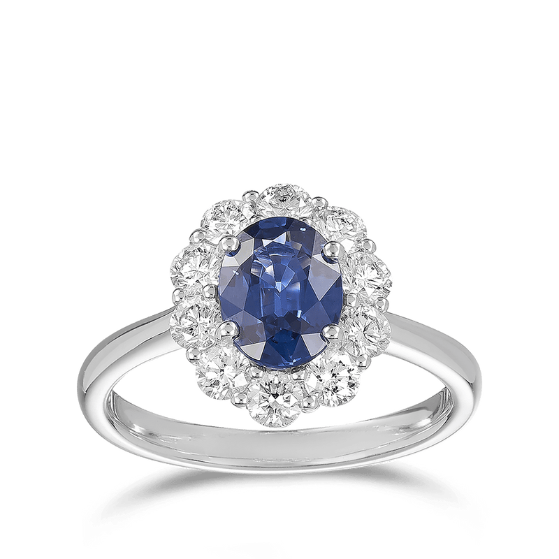 Sapphire and Diamond Ring in 18ct White Gold Hardy Brothers 