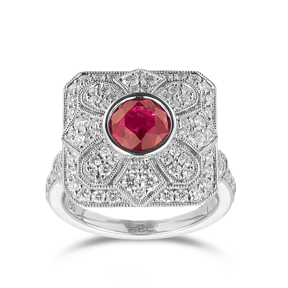 2.77 Carat Ruby and Diamond Ring in 18ct White Gold Hardy Brothers 