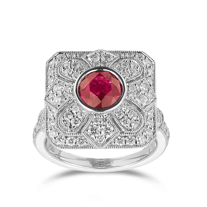 2.77 Carat Ruby and Diamond Ring in 18ct White Gold Hardy Brothers 