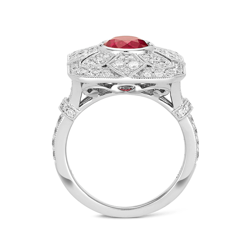 2.77 Carat Ruby and Diamond Ring in 18ct White Gold Hardy Brothers 