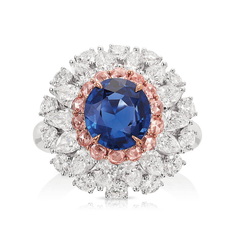 Vault 2.82 Carat Oval Cut Burmese Sapphire and Diamond Ring in