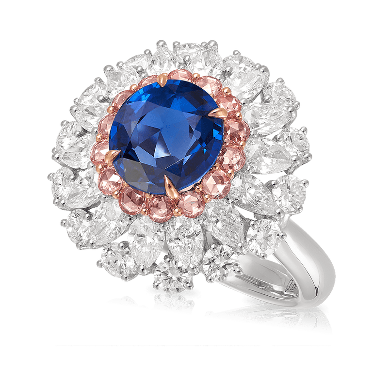 Vault 2.82 Carat Oval Cut Burmese Sapphire and Diamond Ring in 18ct White Gold Hardy Brothers 