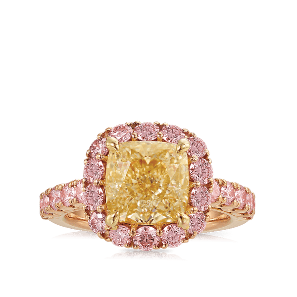 3.41 Cushion Cut Yellow Diamond Vault Ring Hardy Brothers Jewellers