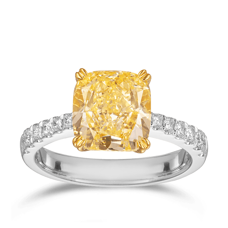 Vault 3.56 Carat Fancy Yellow Diamond Ring in 18ct White Gold Hardy Brothers 