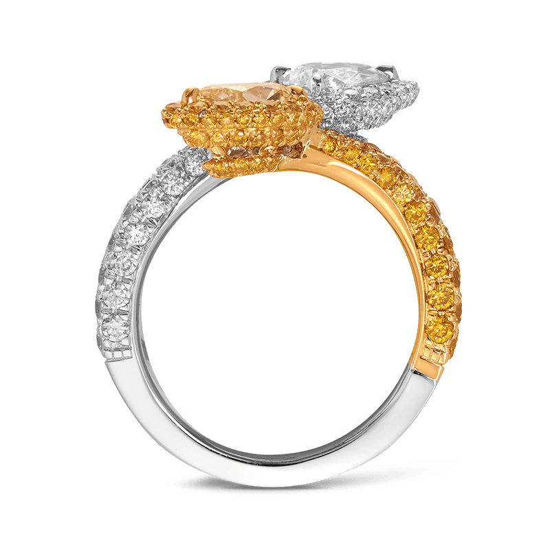 Vault 3.64 Carat Pear Cut Yellow and White Diamond Ring Hardy Brothers 