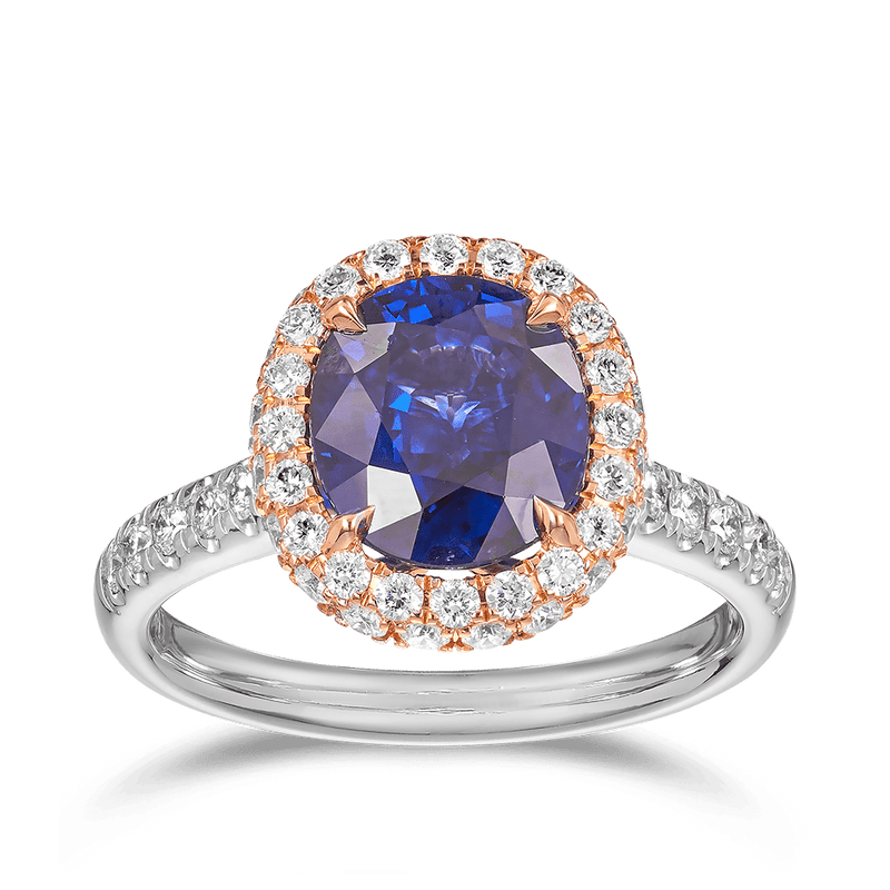 3.95 Carat Ceylon Sapphire and Diamond Ring in 18ct White Gold Hardy Brothers 