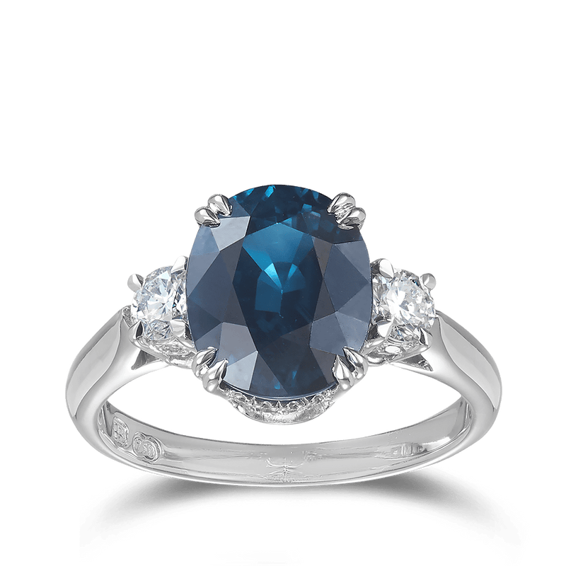 4.59 Carat Sapphire and Diamond Ring in 18ct White Gold Hardy Brothers 