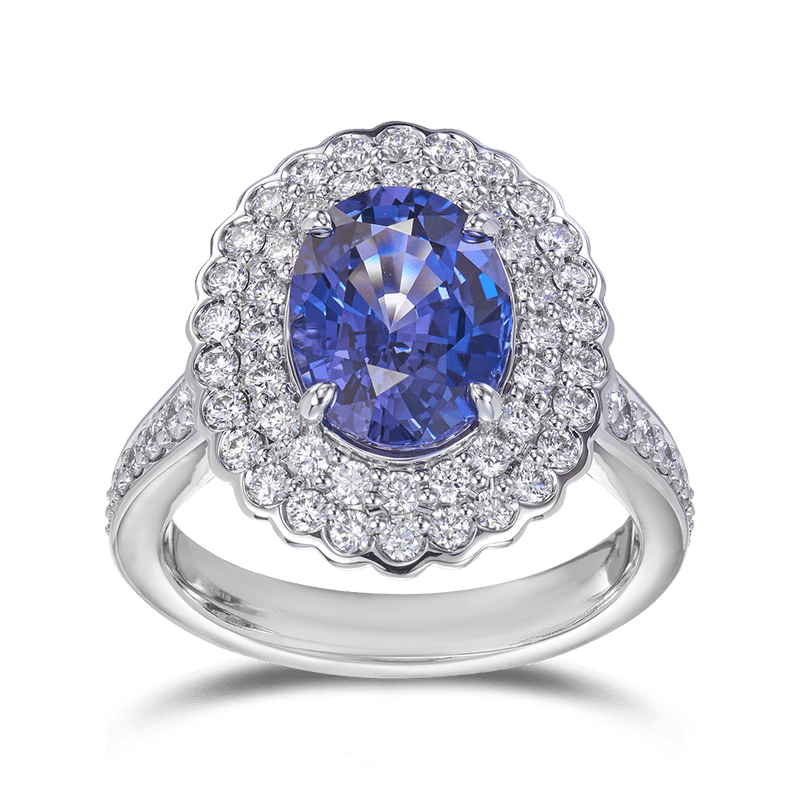 Purple Sapphire and Diamond Ring in 18ct White Gold Hardy Brothers 