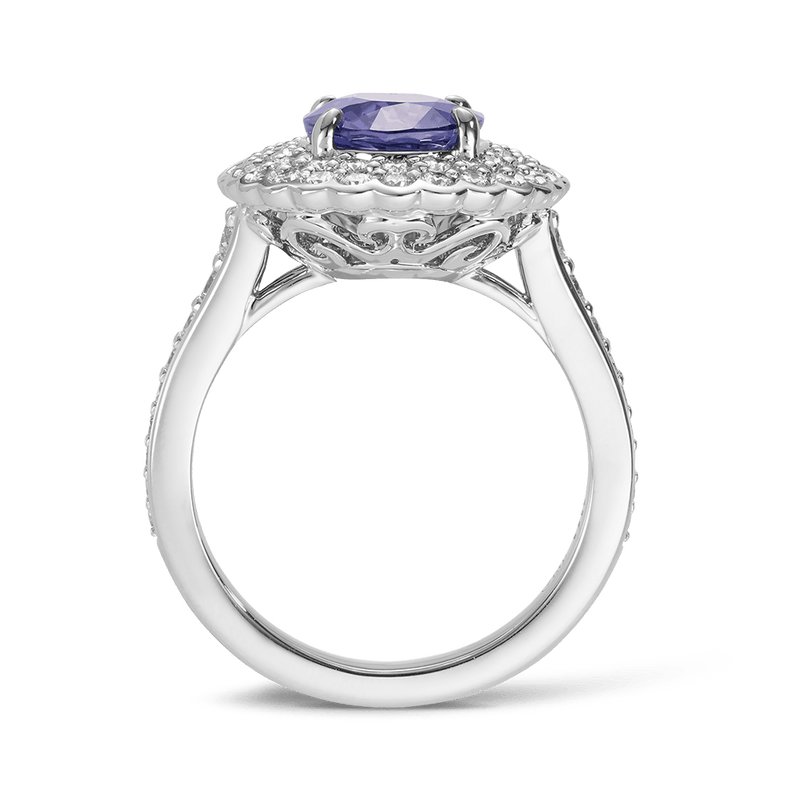 Purple Sapphire and Diamond Ring in 18ct White Gold Hardy Brothers 