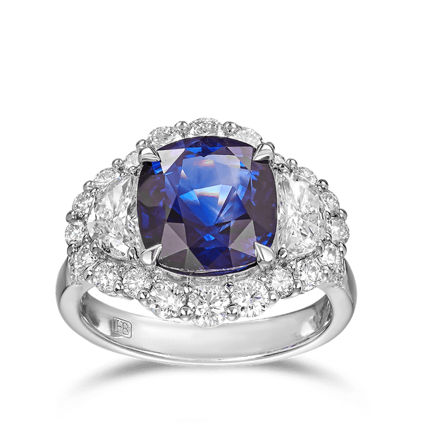 Vault Madagascan Royal Blue Sapphire Ring in 18ct White Gold Hardy Brothers 