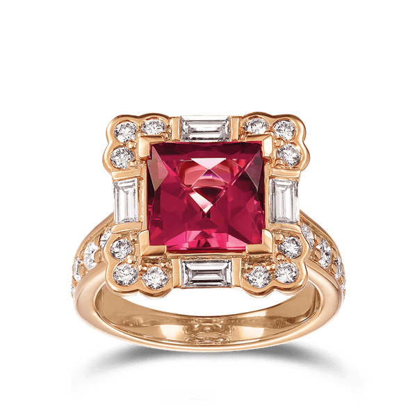 Pink Tourmaline and Diamond Ring in 18ct Rose Gold Hardy Brothers 