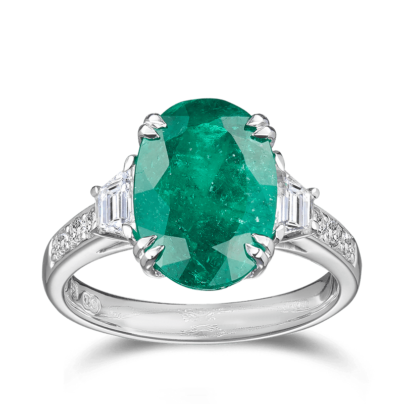 Vault 4.84 Carat Colombian Emerald and Diamond Ring in 18ct White Gold Hardy Brothers 