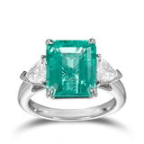 Emerald and Diamond Ring in 18ct White Gold Hardy Brothers Jewellers