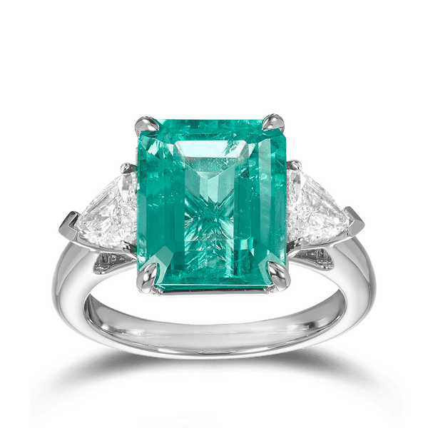 Emerald and Diamond Ring in 18ct White Gold Hardy Brothers Jewellers