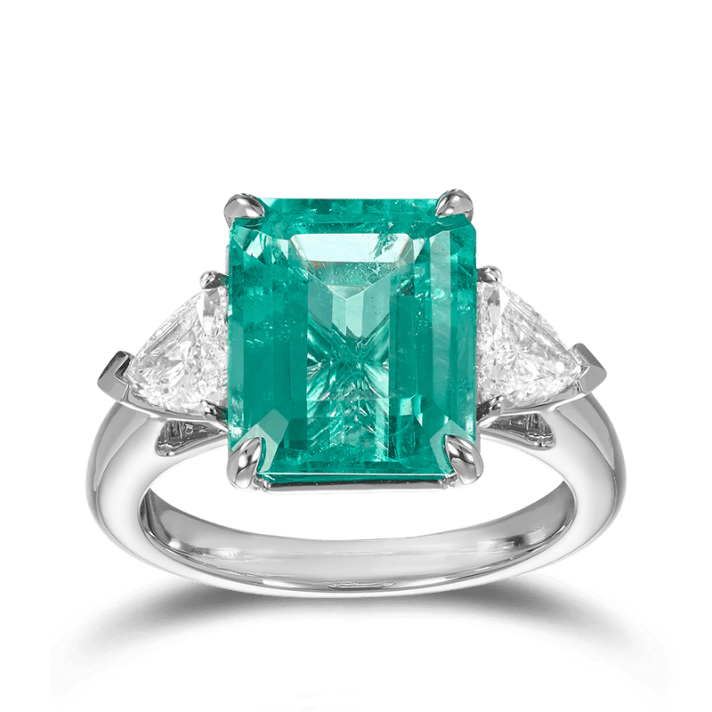 Emerald and Diamond Ring in 18ct White Gold Hardy Brothers Jewellers