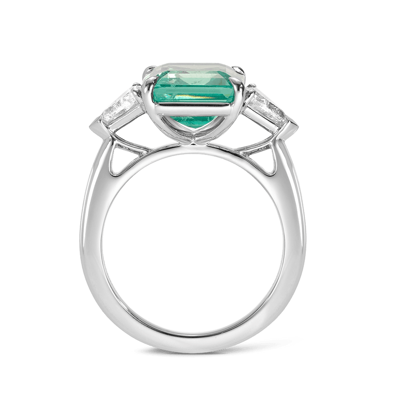 Emerald and Diamond Ring in 18ct White Gold Hardy Brothers Jewellers 