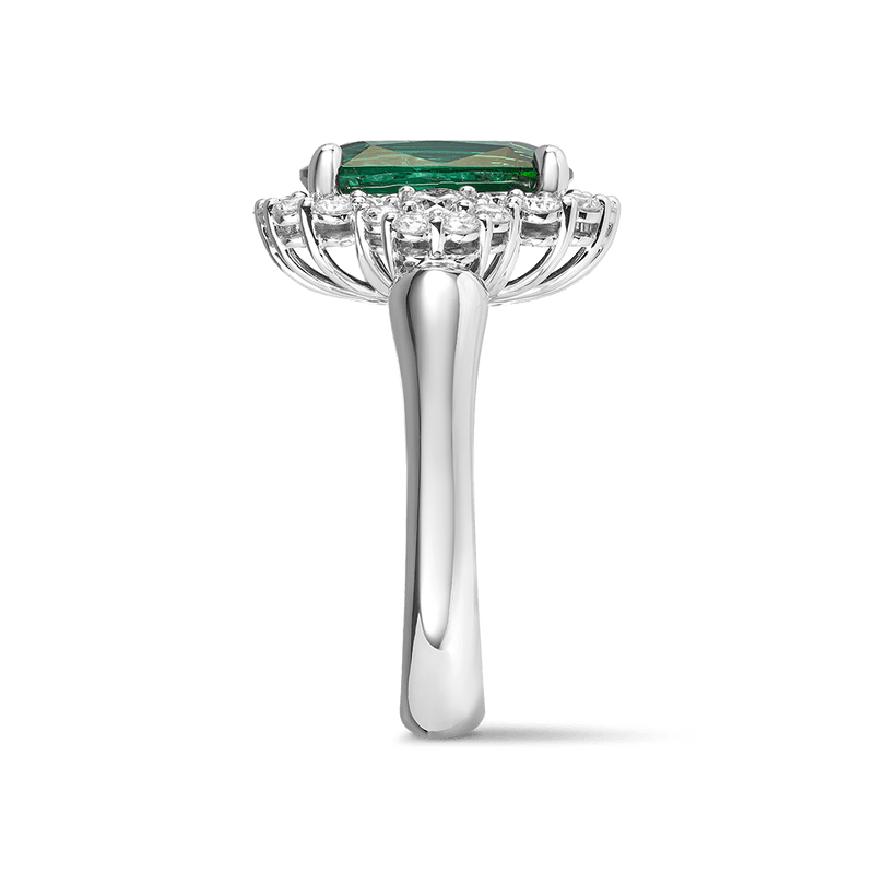 Green Tourmaline and Diamond Ring in 18ct White Gold Hardy Brothers 