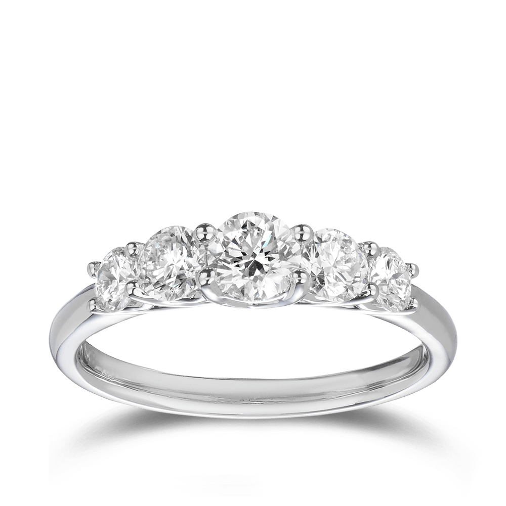 5-Stone 1.00 Carat Diamond Engagement Ring in 18ct White Gold Hardy Brothers 