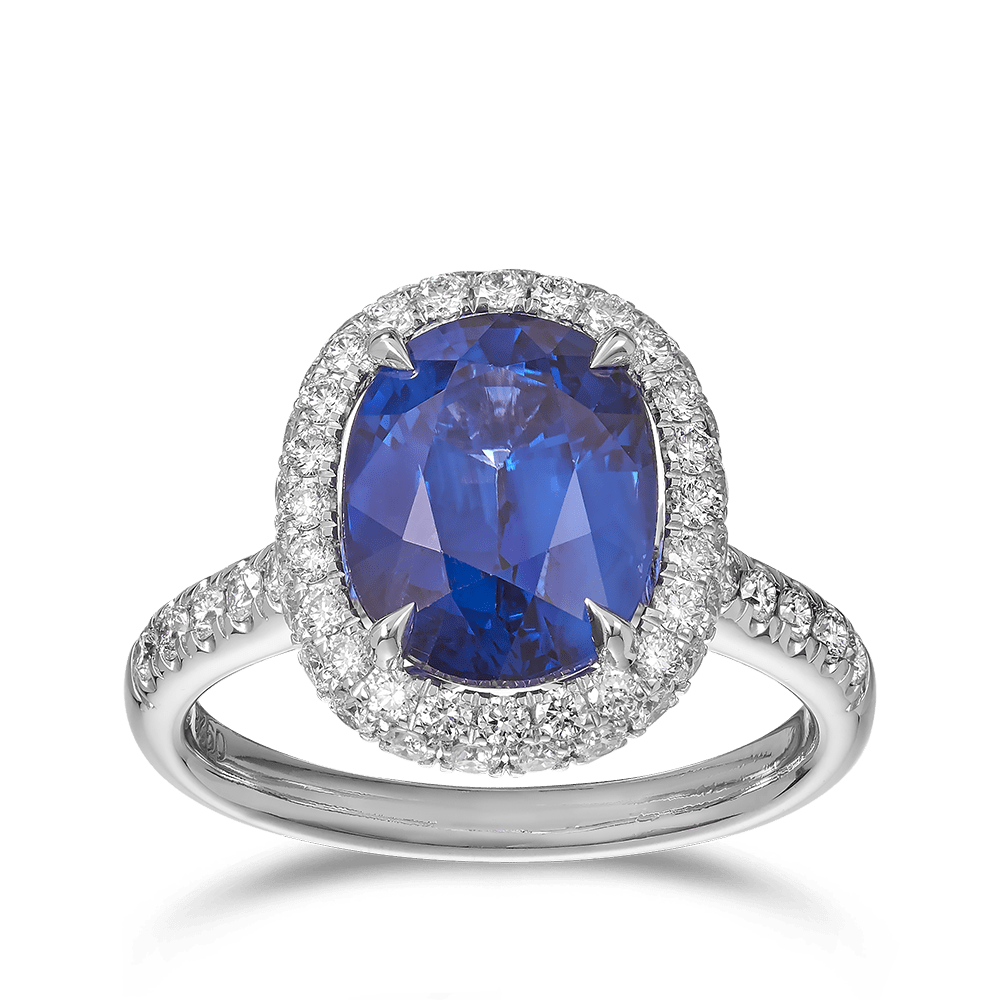 6.48 Carat Madagascan Sapphire and Diamond Ring in 18ct White Gold Hardy Brothers 