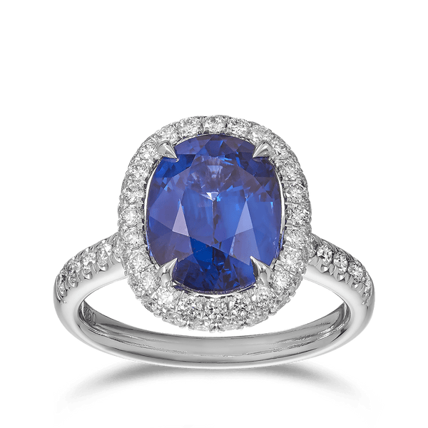 6.48 Carat Madagascan Sapphire and Diamond Ring in 18ct White Gold Hardy Brothers 