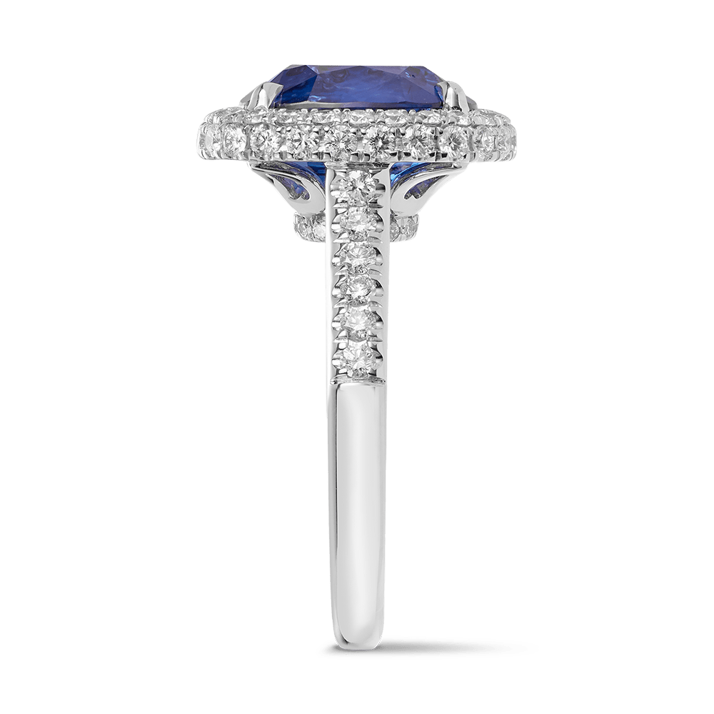 6.48 Carat Madagascan Sapphire and Diamond Ring in 18ct White Gold Hardy Brothers 