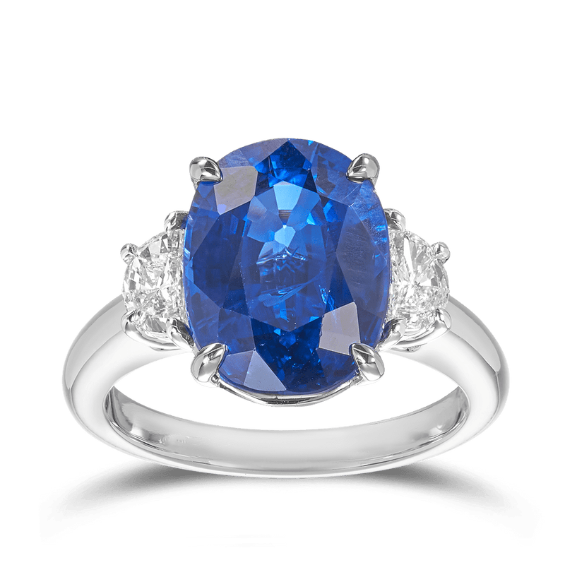 7.23 Carat Sapphire and Diamond Trilogy Ring in 18ct White Gold Hardy Brothers Jewellers