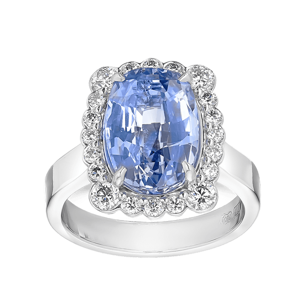 7.42 Carat Sapphire and Diamond Ring in 18ct White Gold Hardy Brothers 