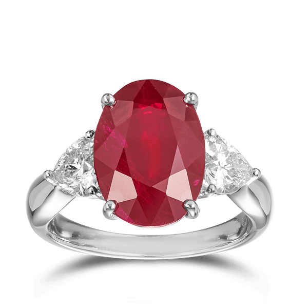 8.03ct Burmese Ruby and Heart Cut Diamond Vault Ring Hardy Brothers Jewellers