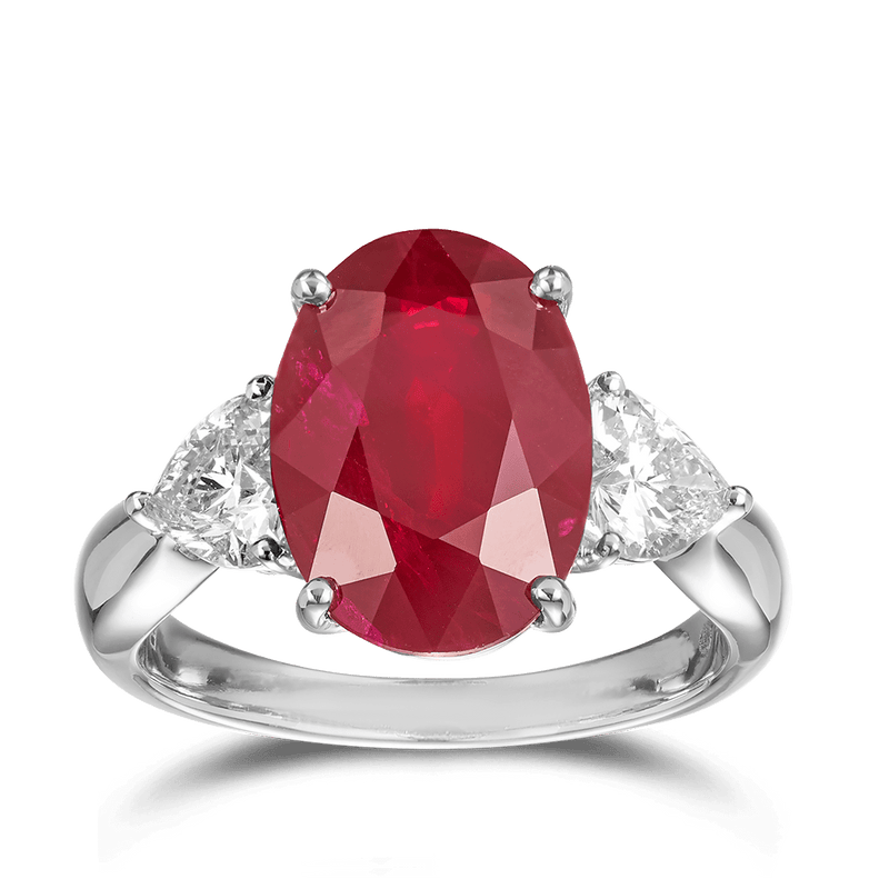 8.03ct Burmese Ruby and Heart Cut Diamond Vault Ring Hardy Brothers Jewellers