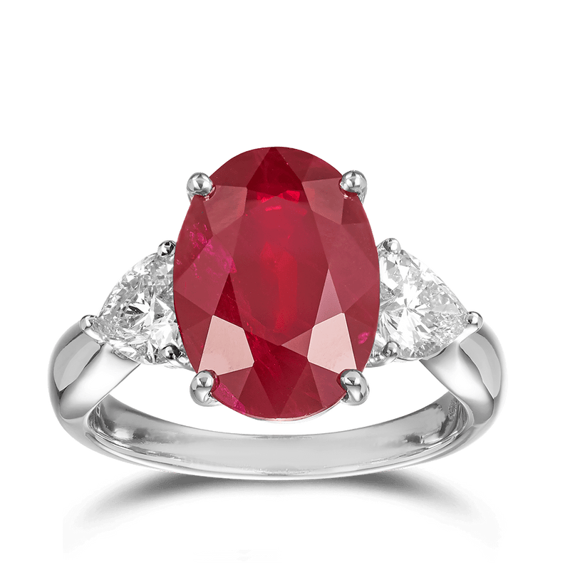8.03ct Burmese Ruby and Heart Cut Diamond Vault Ring Hardy Brothers Jewellers