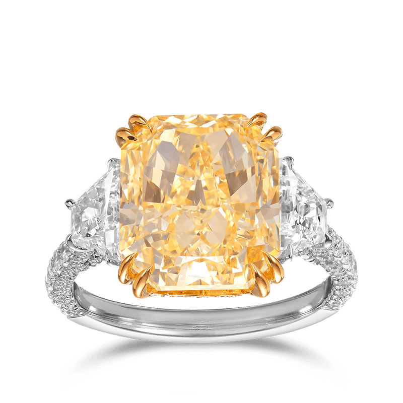 9.08ct Radiant Cut Fancy Yellow Diamond Vault Ring Hardy Brothers Jewellers