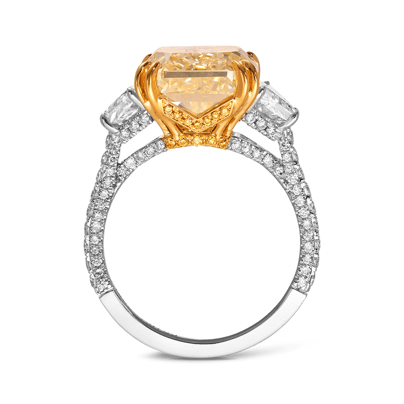 9.08ct Radiant Cut Fancy Yellow Diamond Vault Ring Hardy Brothers Jewellers