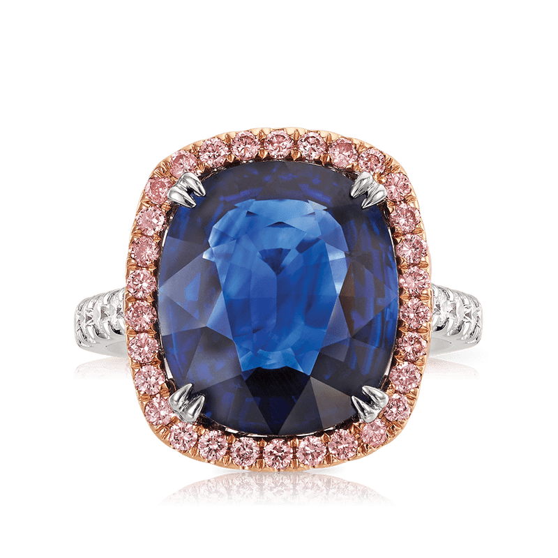 Vault 9.50 Carat Madagascar Sapphire and Pink Diamond Ring Hardy Brothers 